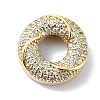 Rack Plating Brass Micro Pave Clear Cubic Zirconia Beads KK-U014-03G-1