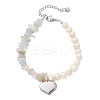304 Stainless Steel Heart Charm Bracelets BJEW-JB13361-02-2