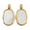 Ion Plating(IP) 304 Stainless Steel Pave Natural White Shell Pendants STAS-B075-23G-1