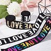 FINGERINSPIRE 8 Yards 4 colors Flat Printed Love Polyester Elastic Wide Band OCOR-FG0001-86-4