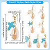 4Sets 2 Styles Natural Mixed Cowrie Shell Pendant Decorations HJEW-SC0002-19-2