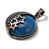 Natural Blue Banded Agate(Dyed & Heated) Pendants G-P560-01R-16-2