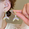 Fishtail Alloy Plastic Pearl Dangle Stud Earrings FS-WG851AA-01-3
