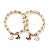 201 Stainless Steel Round Beaded Stretch Bracelets BJEW-C090-03G-D-4