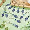 12Pcs Hamsa Hand with Evil Eye Alloy Rhinestones Keychains KEYC-DC0001-25-4