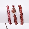 Faceted Glass & Natural Carnelian(Dyed & Heated) Beaded Wrap Bracelets BJEW-JB05035-02-3