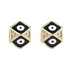 Brass Micro Pave Clear Cubic Zirconia Beads KK-N227-91-2