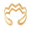 Double Layer Wave 304 Stainless Steel Open Cuff Rings for Women LS-RJEW-N048-08G-3