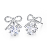 Eco-Friendly Brass Micro Pave Cubic Zirconia Stud Earring EJEW-EE0004-32P-1