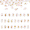 26Pcs 26 Styles Natural Shell Teardrop Charms with Golden Tone Metal Letter Slices SHEL-TAC0004-02-1