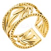 Minimalist Hollow Leaf 304 Stainless Steel Opem Cuff Ring for Unisex LU1805-2-1