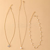 3Pcs Alloy with Plastic Pearl Butterfly Pendant Necklaces for Women WG0BA08-01-2
