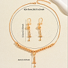 Vintage Brass Round Beaded Tassel Necklace & Earrings for Women HX9279-5