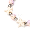 5Pcs Round & Starfish Synthetic Turquoise Beads & Brass Beads Stretch Bracelets Sets BJEW-JB12417-6