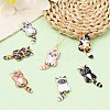 7Pcs 7 Style Light Gold Rack Plating Alloy Enamel Pendants ENAM-YW0003-64-5