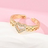 Heart Brass Micro Pave Clear Cubic Zirconia Open Cuff Rings for Women RJEW-G343-01G-3