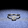 Rhodium Plated 925 Sterling Silver Pave 6.5x3.9mm Moissanite Finger Rings WG6D295-30-3