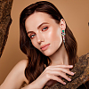 4 Pairs 4 Colors Rhinestone Teardrop Flower Dangle Stud Earrings EJEW-AN0004-16-5
