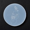 Mother's Day Theme Flat Round Cup Mat Silicone Molds DIY-I088-08-4