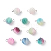 Imitation Pearl Acrylic Round Berry Connector Charms PALLOY-JF04422-01-1
