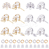 12Pcs 2 Color Brass Pave Clear Cubic Zirconia Flower Stud Earring Findings DIY-CN0002-80-1