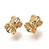 Brass Micro Pave Green Cubic Zirconia Beads KK-M318-24G-01-2