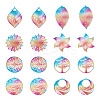32Pcs 8 Style 430 Stainless Steel Filigree Pendants STAS-BY0001-10-2