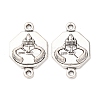 Tibetan Style Alloy Octagon with Church Connector Charms FIND-Z099-16AS-01-1
