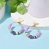 Natural Amethyst & Polymer Clay Beaded Big Ring Dangle Stud Earrings EJEW-TA00075-01-3