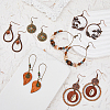 FIBLOOM 6 Pairs 6 Style Flower & Ring & Teardrop & Leaf Alloy Dangle Earrings Sets with Enamel EJEW-FI0001-62-5