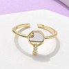 Brass Micro Pave Clear Cubic Zirconia Cuff Rings for Women RJEW-C126-08G-2