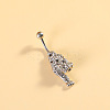 316L Surgical Stainless Steel Pave Cubic Zirconia Enamel Dangle Curved Barbell Belly Rings FS-WGB5546-09-1