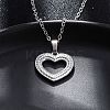 Hollow Heart 304 Stainless Steel Pendant Necklaces NJEW-M096-13P-4