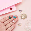 6Pcs 6 Colors Brass Pave Cubic Zirconia Heart Charms KK-GA0002-32-3