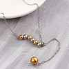 304 Stainless Steel Round Beaded Cable Chain Necklaces NJEW-D319-02A-GP-2