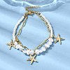304 Stainless Steel Starfish Charm Bracelets for Women BJEW-F520-06G-1
