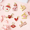 16Pcs 8 Styles Valentine's Day Brass Enamel Pendants KK-BBC0028-93-7