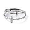 Non-Tarnish 304 Stainless Steel Hollow Cross Adjustable Rings RJEW-D006-01P-2