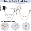 2Pcs 2 Colors Men British Style Zinc Alloy with Rhinestone Safety Pin JEWB-SP0001-04-2