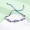 Flower Glass Seed Beaded Braided Bead Bracelets for Women Frineds BJEW-F493-10B-4
