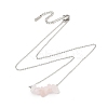 Natural Rose Quartz Chip Pendant Necklaces NJEW-JN05097-01-3
