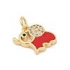Brass Pave Cubic Zirconia with Enamel Pendants KK-U062-37G-01-2