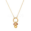 Brass Pave Cubic Zirconia Oval Flower Birth Stone Penant Necklaces with Synthetic Opal for Women WG88A4B-03-1