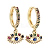 Evil Eye Cubic Zirconia Dangle Huggie Hoop Earrings EJEW-E167-13G-1