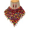 Alloy & Natural Shell & Wood Bead Necklaces & Dangle Earrings for Women FS-WG28A7F-03-2