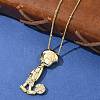Brass Micro Pave Clear Cubic Zirconia Pendant Necklaces LS-NJEW-M084-01G-01-5