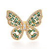 Adjustable Brass Micro Pave Cubic Zirconia Finger Rings for Women LS-KK-T074-04G-2
