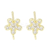 Brass Pave Clear Cubic Zirconia Stud Earring Findings LS-KK-F875-08G-1