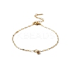 304 Stainless Steel Round Ball Tassel Dapped Chain Anklets for Women LS-AJEW-G070-01G-2