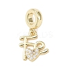 Brass Micro Pave Clear Cubic Zirconia European Dangle Charms KK-B159-06G-1